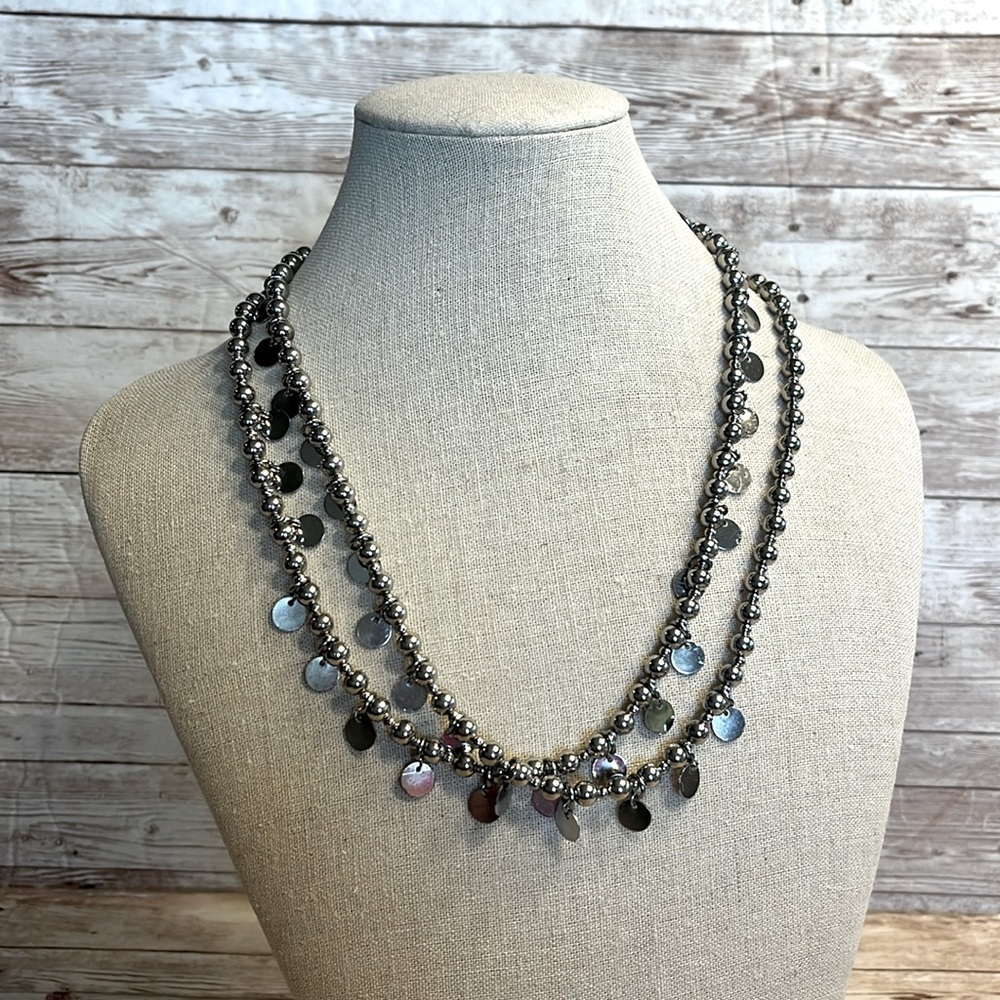 Chico’s 19” Silver Tone Ball Chain With Discs